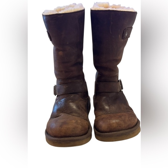 UGG Australia Leather Shearling Buckle Boots – Women’s Size 7 - Picture 4 of 6